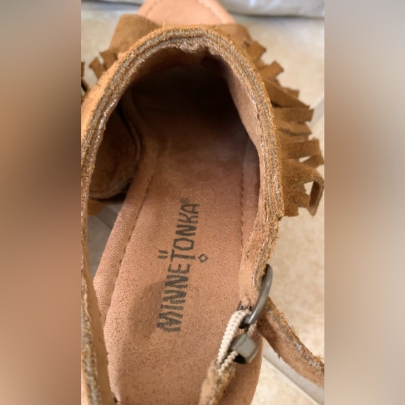 MINNETONKA suede fringe espadrille wedges women’s size 9 - Picture 14 of 17